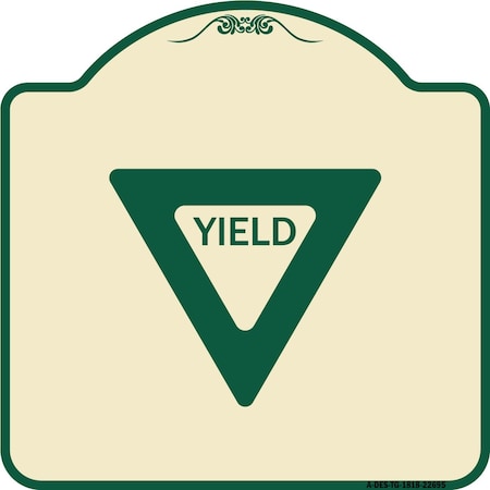 Signmission Designer Series Sign-Yield, Tan & Green Heavy-Gauge Aluminum Sign, 18" x 18", TG-1818-22695 A-DES-TG-1818-22695